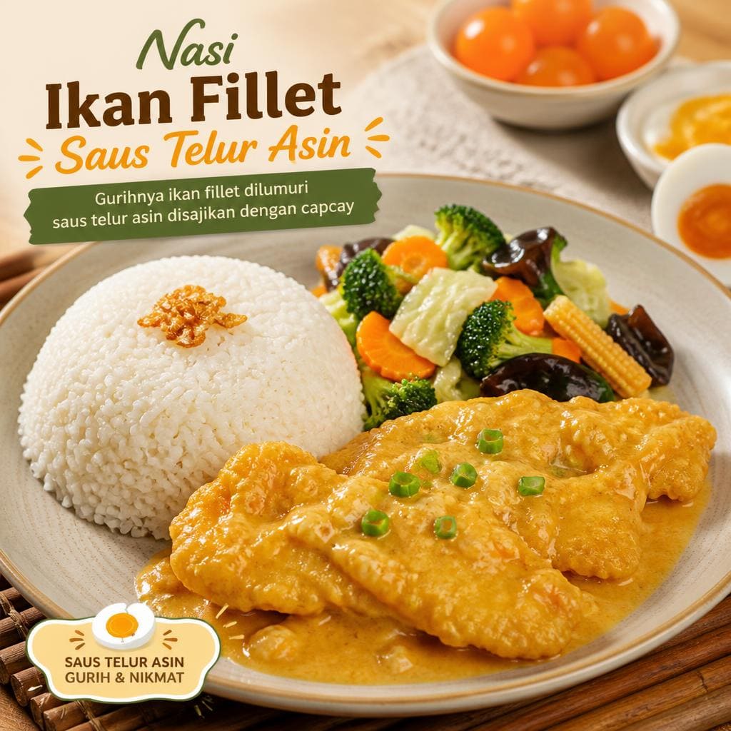 Nasi Ikan Fillet Saus Telur Asin D’ Cost Seafood